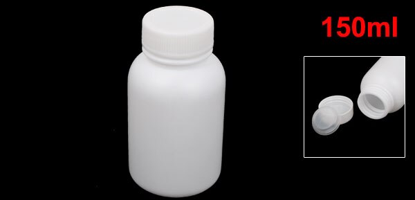 1PCS 150ml Plastic Cylinderical Graduated Lab Chemical Capacity Storage Bottle White