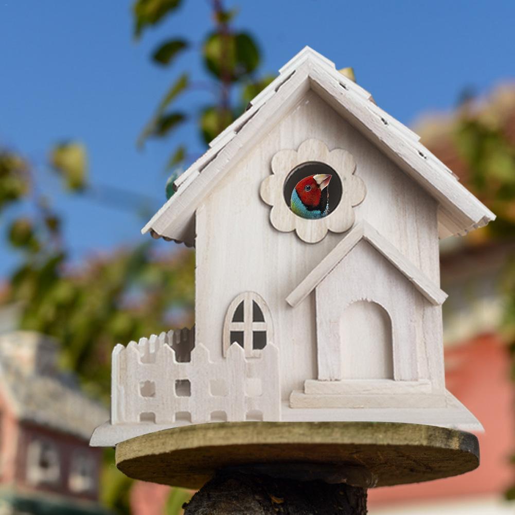 Bird House Box Wooden Bird House Nest Wall-mounted Outdoor Birdhouse Wooden Box Bird House 19x17x13cm
