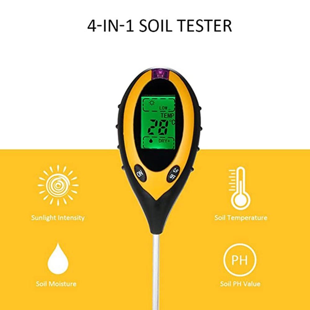 4 In 1 Bodem Ph Tester Meter Soli Survey Instrument Tuin Plant Bodem Water Vocht Digitale Analyzer Hydrocultuur Tuin Gereedschap 1Pcs