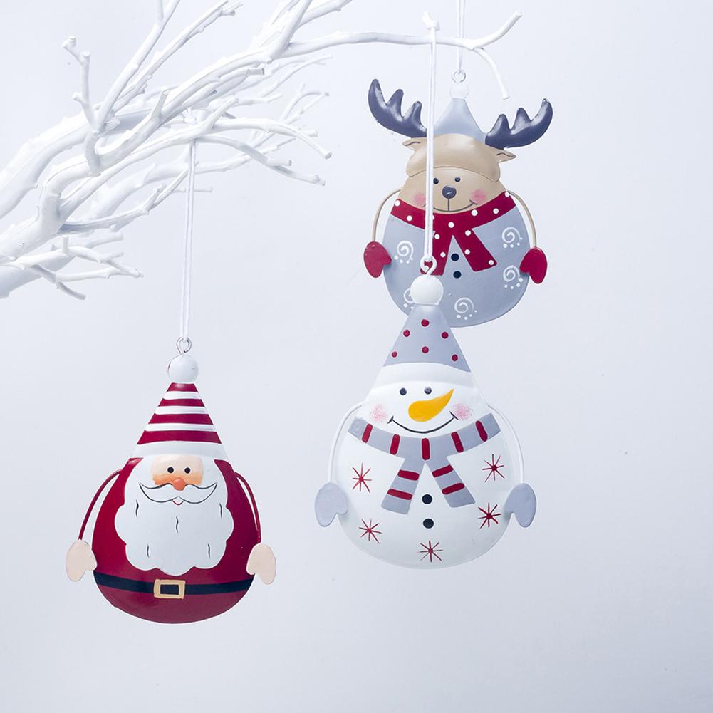 Mooie Geschilderd Ijzeren Sneeuwpop Elanden Kerstman Opknoping Hanger Xmas Kerstboom Toppers Ornamenten Home Decoratie