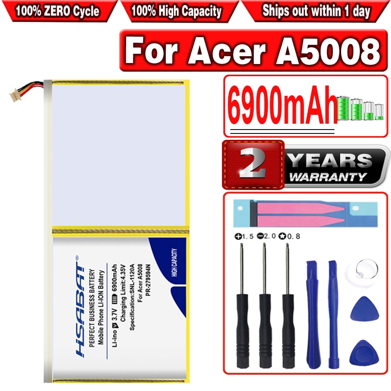 HSABAT 6900mAh PR-279594N Batteria per Acer A5008, Iconia uno 10 B3-A20, Iconia uno 10 B3-A30, iconia 10 A3-A40