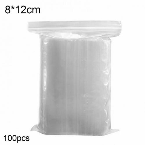 100Pcs Transparent Ziplock Bag Thick Reusable Clear Plastic Bag for Daily Use Food Storage Bag Kitchen Storage Food Organizer: 8x12cm