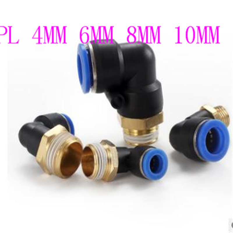 10 stuks  pl 4mm 6mm 8mm pneumatische  l 90 graden vrouwelijke elleboog kunststof push-in fit snelkoppeling pe pijpfitting