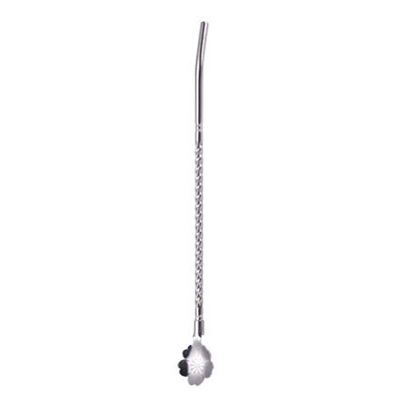 Cuillère en paille Rose torsadée, 1 pièce, fleurs de cerisier, longue paille dorée Portable réutilisable en acier inoxydable, cuillère à remuer pour Cocktail et café: sakura silver
