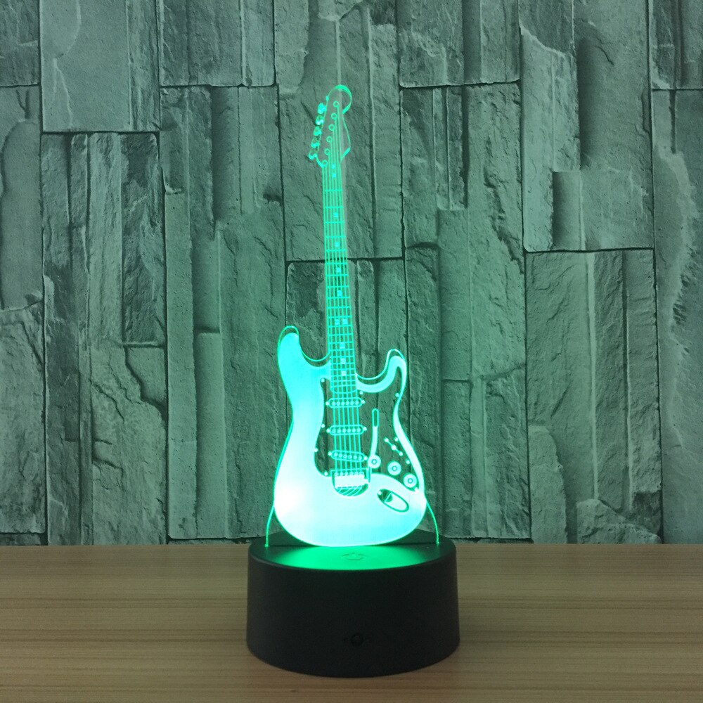 Musique électrique guitare Illusion Lampe LED 7 couleur changeante dégradé bébé enfant dormir veilleuse de noël Lampe 3D