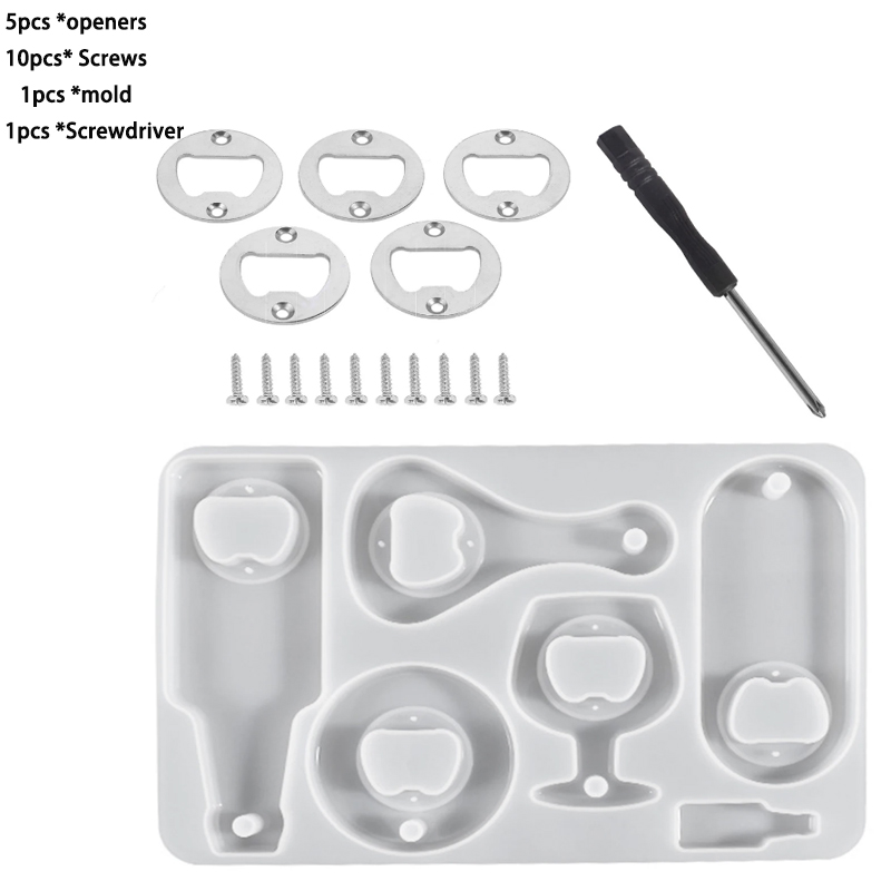 Kit d'inserts pour ouvre-bouteille, inserts ronds en acier inoxydable avec vis et tournevis pour ouvre-bouteille, moule de bricolage: Bleu