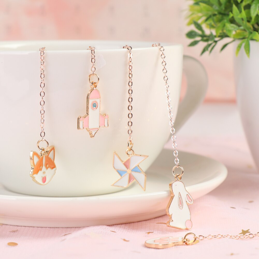 1PC Cartoon Character Bookmarks Metal Pagination Mark Cute Pendant Bookmark Marker Clip Stationery School Office Supplies