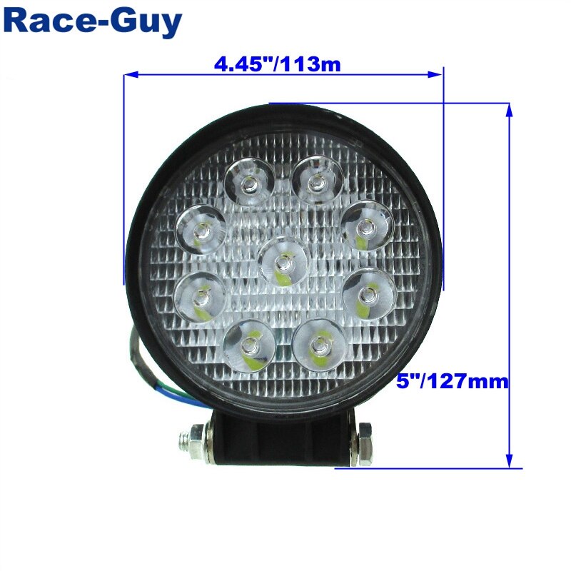 27w Flood Round LED Head Offroad Light For Trailmaster 150cc XRX XRS Dune Buggy SUV Truck ATV Quad UTV Go Kart