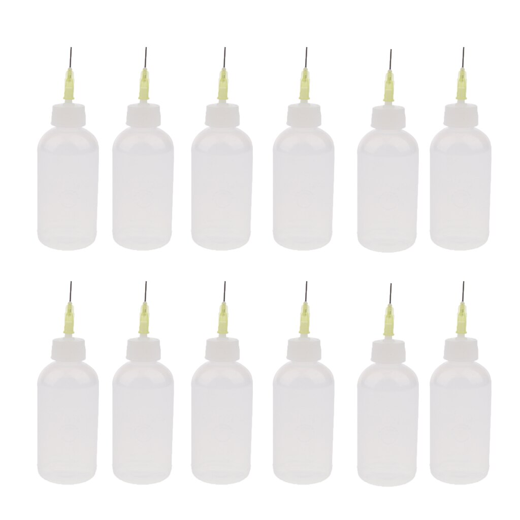 12 Stuks 50Ml Lijm Applicator Fles Precisie Naald Tip Liquid Dropper Flessen