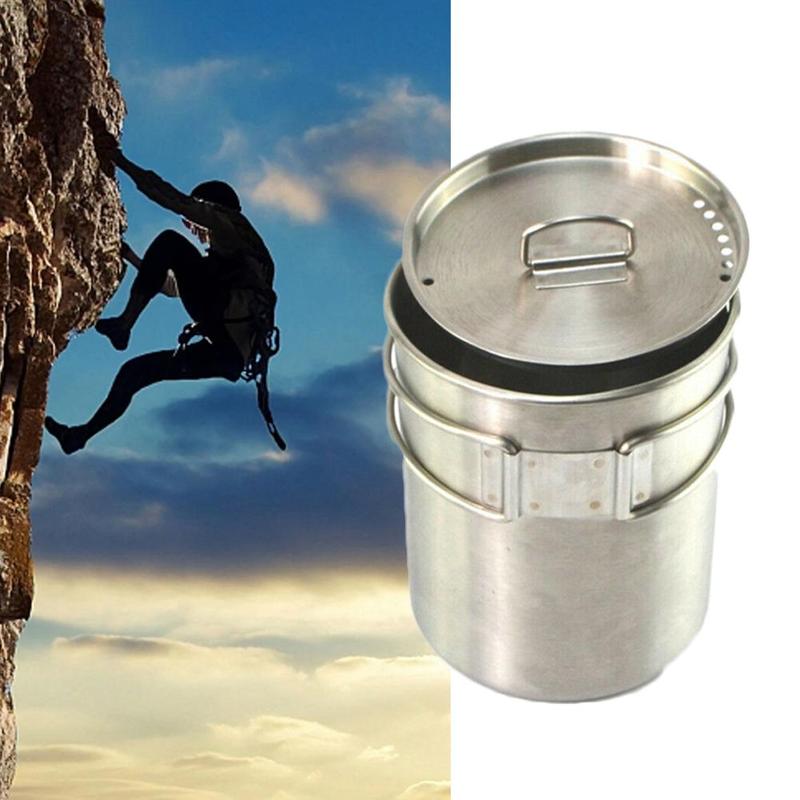 700ml di Campeggio Pentolame e Utensili per cucinare Ultraleggero In Titanio Padella Picnic Escursioni All'aperto Set Da Tavola Ciotola Tazza di Cottura di Alta di Campeggio Qua W4E6