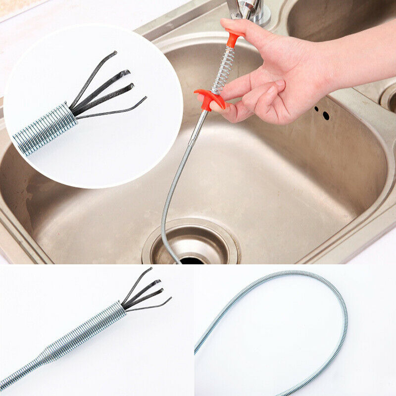 Practical Kitchen Spring Pipe Sink Cleaning Hook Sewer Dredging Device Bathroom