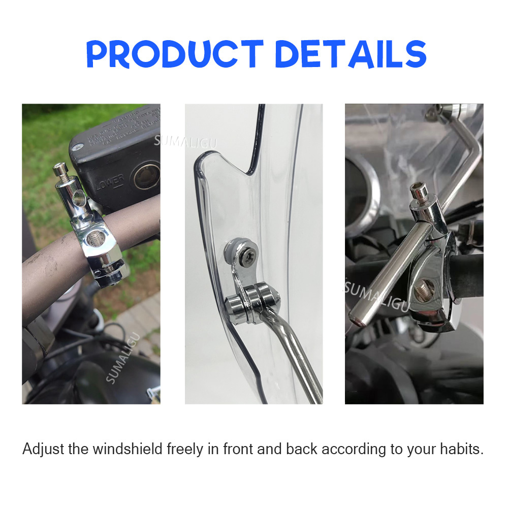 Motorcycle universal Metal windshield bracket Adjustable With 22MM 25MM 28MM Support Holder Standard Handleba