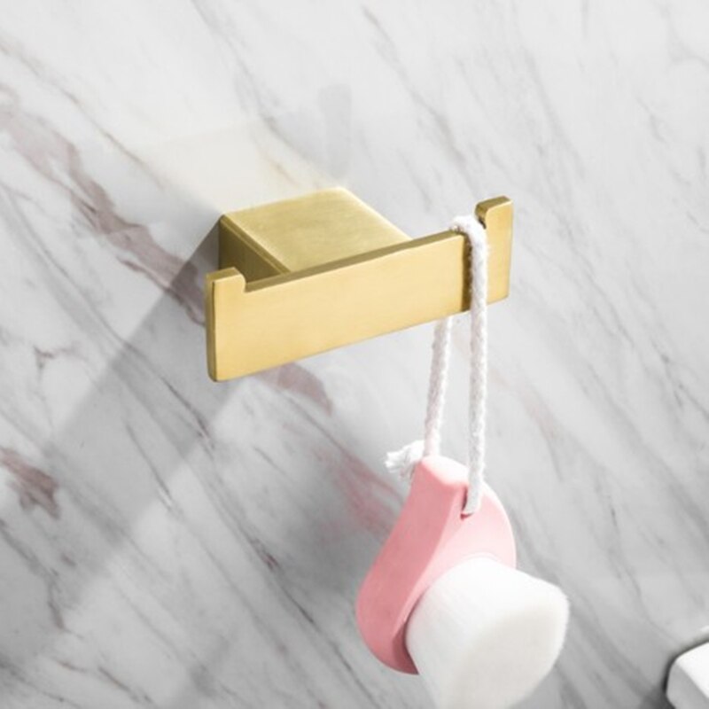 Bathroom Accessories Brushed Gold Toothbrush Holder Metal Wall Toilet Roll Paper Holder SUS304 Stainless Steel Bath Set Hooks: M