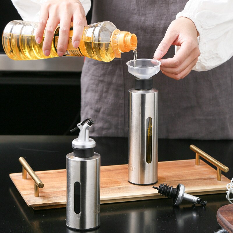 Distributeur de bouteille d'assaisonnement de cuisine bouteilles de burette d'olive récipient de vinaigre bouteille de distributeur d'huile en acier inoxydable étanche