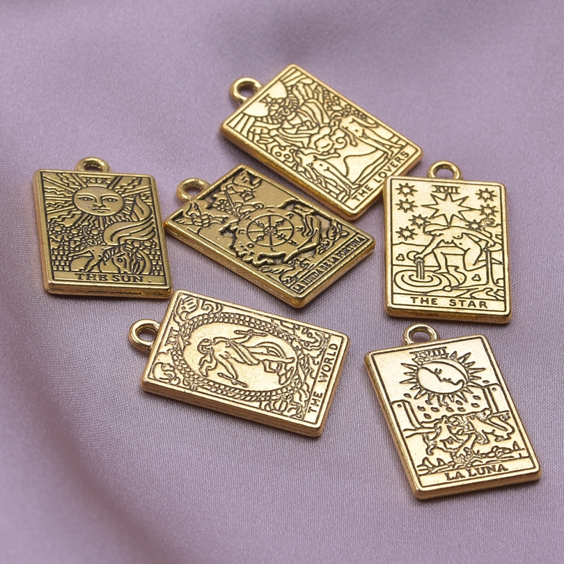 10pcs/lot Gold Plated Tarot Accessories DIY Bulk Alloy Pendant Charm for Jewelry Making Necklace Earrings DIY Material