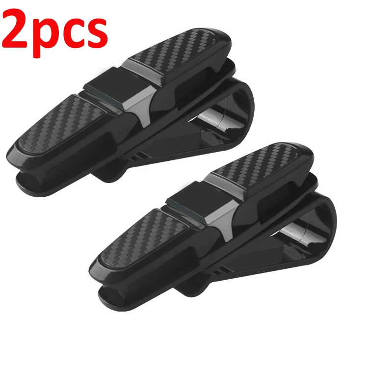 Clip de fibra de carbono para gafas de sol, soporte ajustable de 180 grados, Universal, para coche, 2 piezas: Rojo