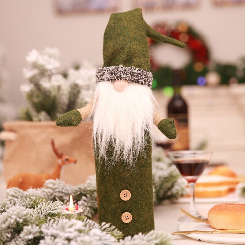 Weihnachten Zwerge Wein Flasche Abdeckung, Handgemachte Schwedisch Tomte Zwerge Wein Flasche Deckel Santa Claus Flasche Taschen mit Kordelzug St