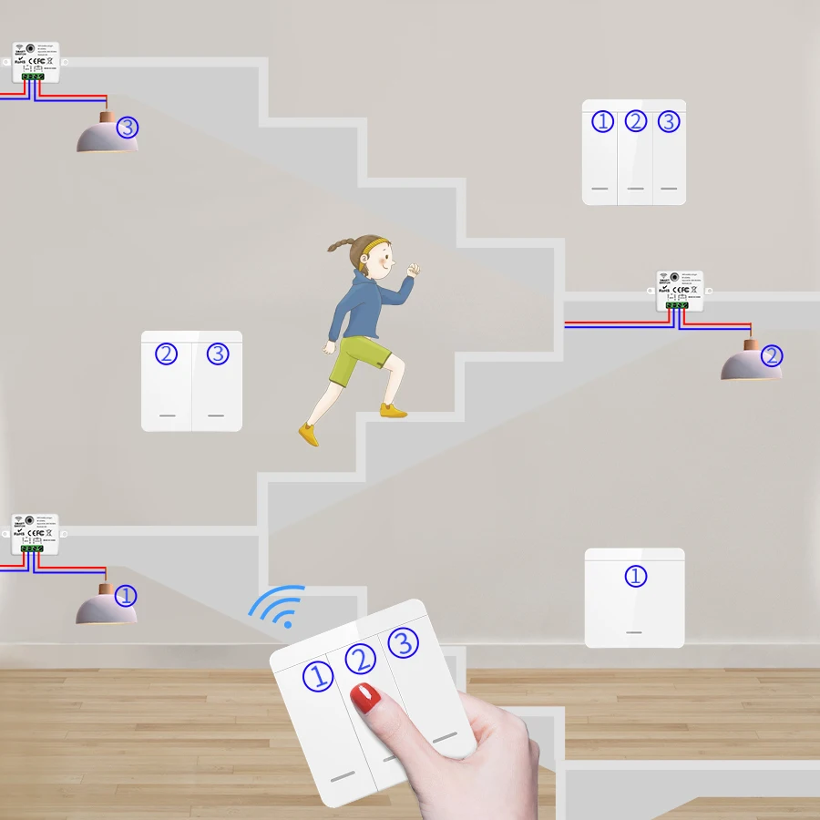 Bezprzewodowy przełącznik światła, przekaźnik odbiornika RF 433Mhz, panel przełącznika 1/2/3-kanałowy, pilot zdalnego sterowania, interruptor do lamp LED, 10A 110V 220V