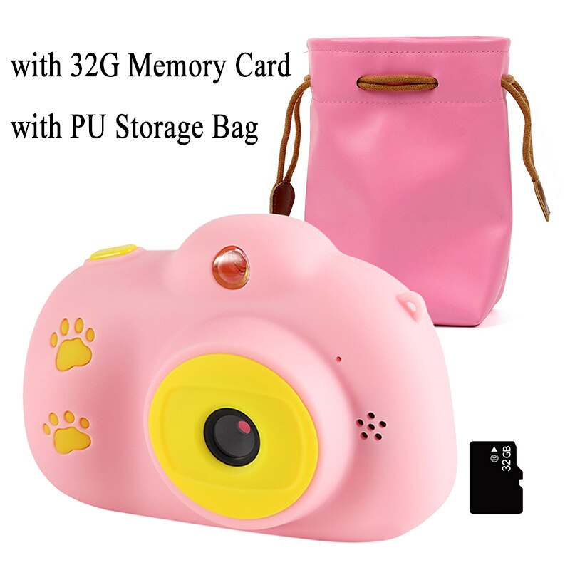 Enfants dessin animé Mini HD appareil Photo numérique multifonction caméscope rechargeable électronique Photo vidéo jouet avec photographie de carte mémoire: Pink Set 1