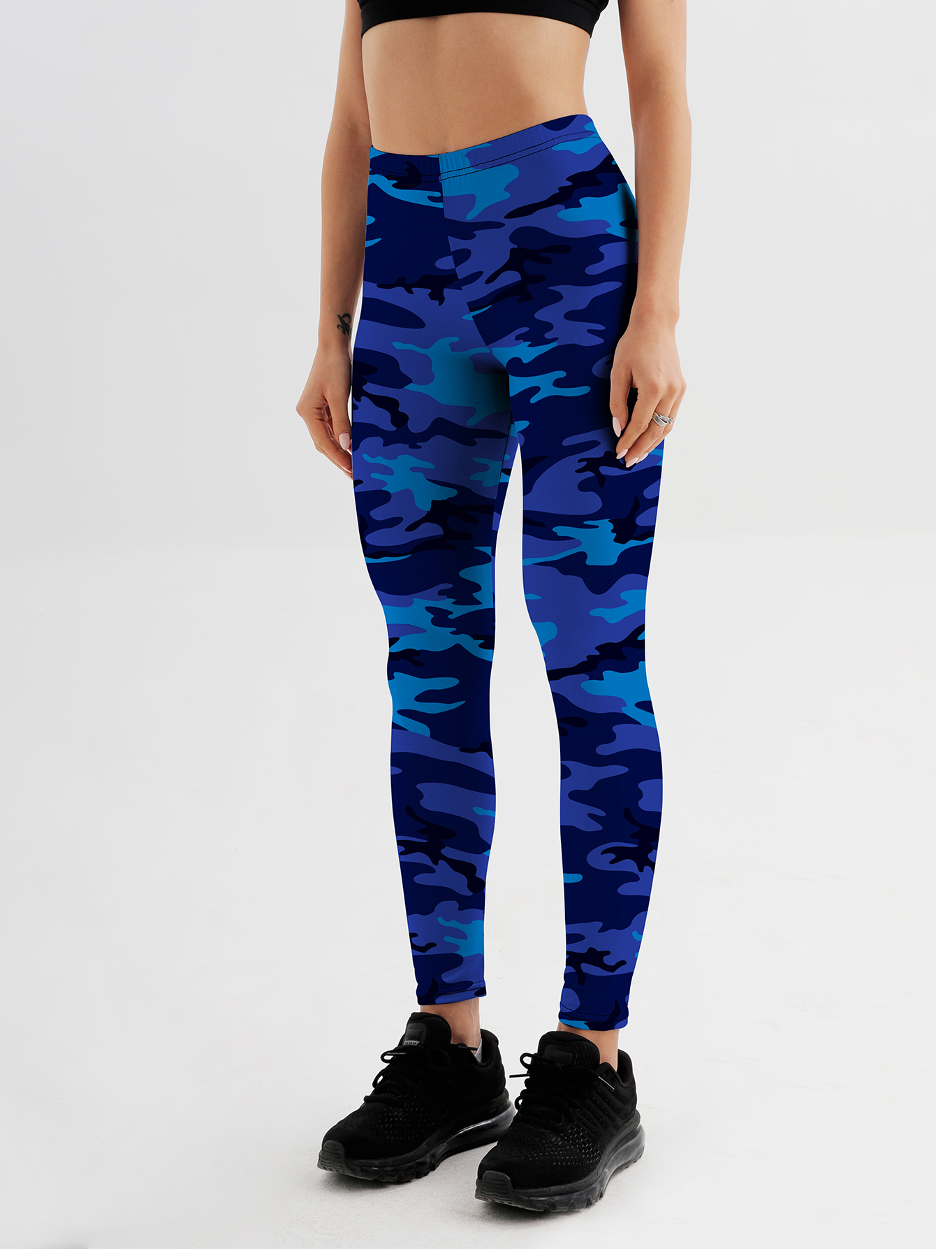 Women camouflage Leggings For Fitness High Waist Gym Legging Push Up Women navy Leggings: XL / Navy Blue