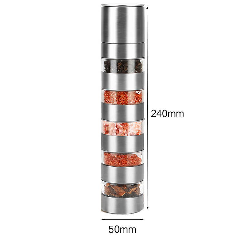 Moulin à poivre en acier inoxydable, en verre, pour sel de mer, clou de girofle, pot d'assaisonnement de cuisine, sel et poivre: E