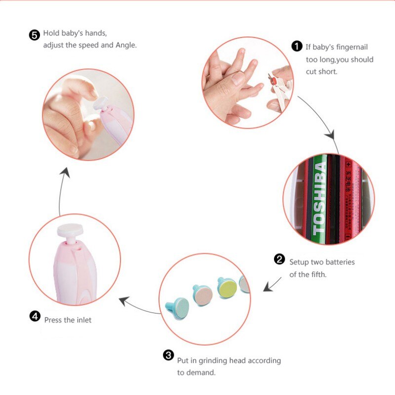 Abay veilige elektrische nagelknipper, nageltrimmer voor baby's, manicure, pedicure, tondeuse, schaar, nagelverzorging voor kinderen en baby's