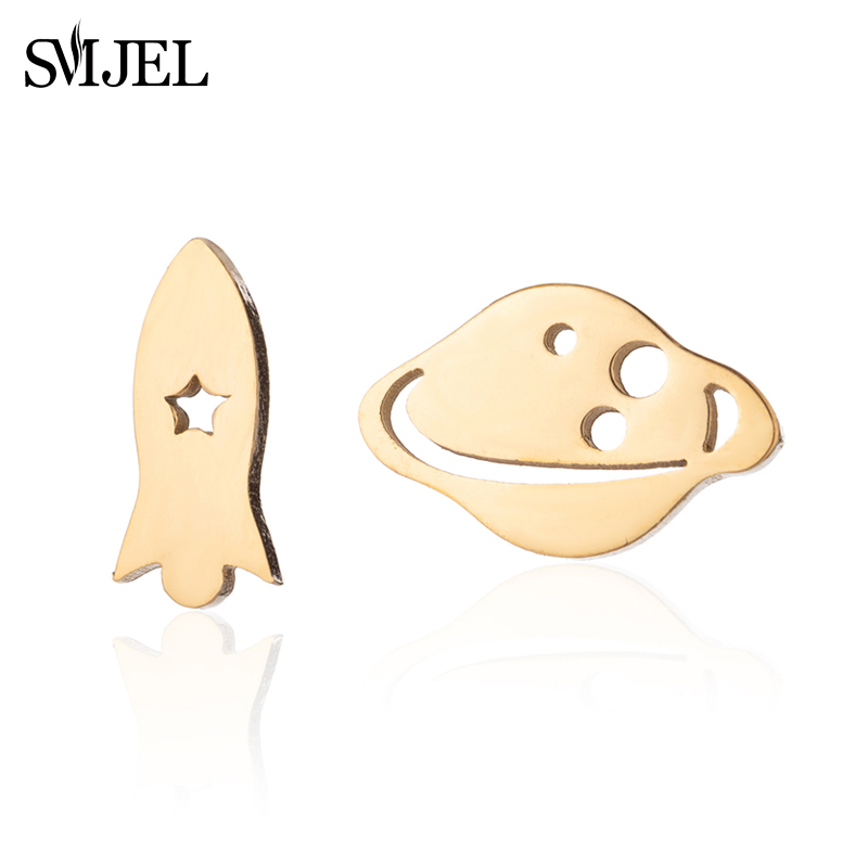 SMJEL-pendientes pequeños negros para bicicleta para hombre y mujer, joyería para Piercing en la oreja de acero inoxidable, aretes deportivos para Fitness,: Pistola negra plateada