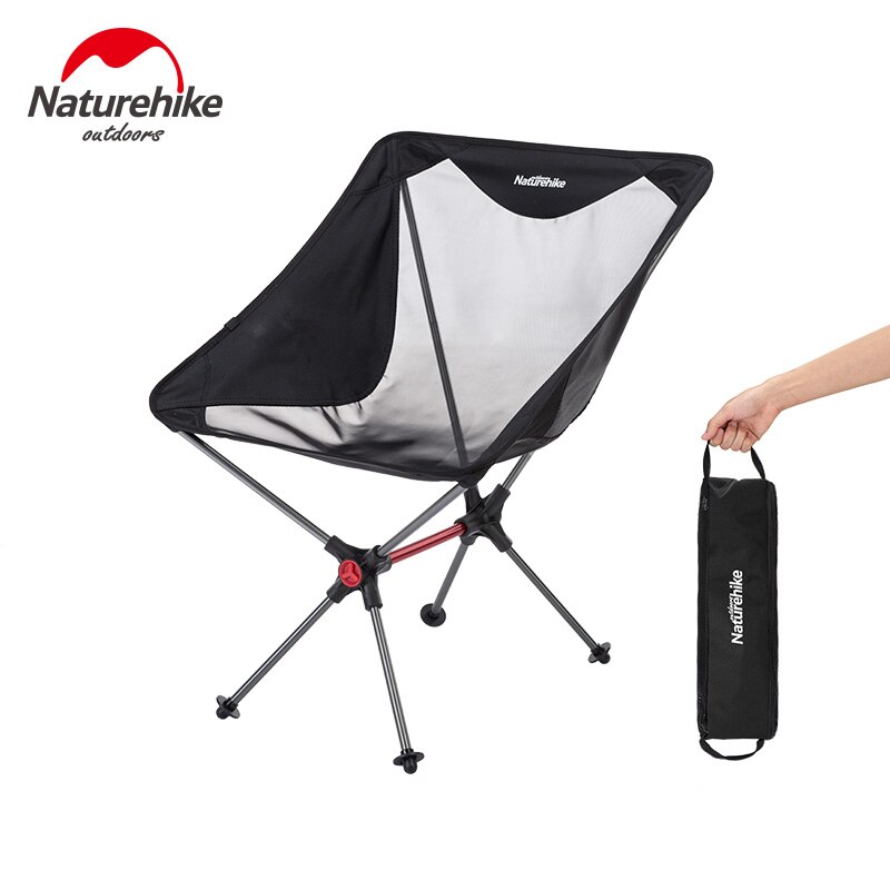 Naturehike letvægts bærbar sammenklappelig strandstol fold op fiskeri picnic stol tunge udendørs foldning camping stol sæde: Sort