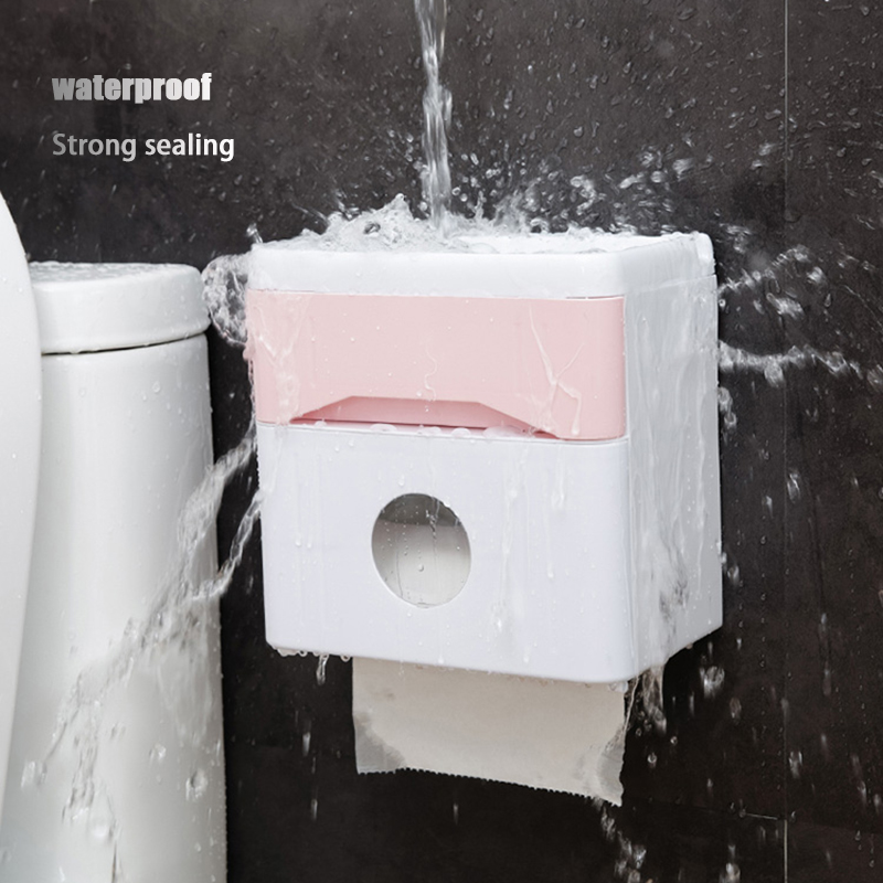 ONEUP Punch-free Toilet Paper Holders Plastic Bathroom Tissue Box Garbage Bag Shelf Home Storage Box Portable Toilet Paper Rack