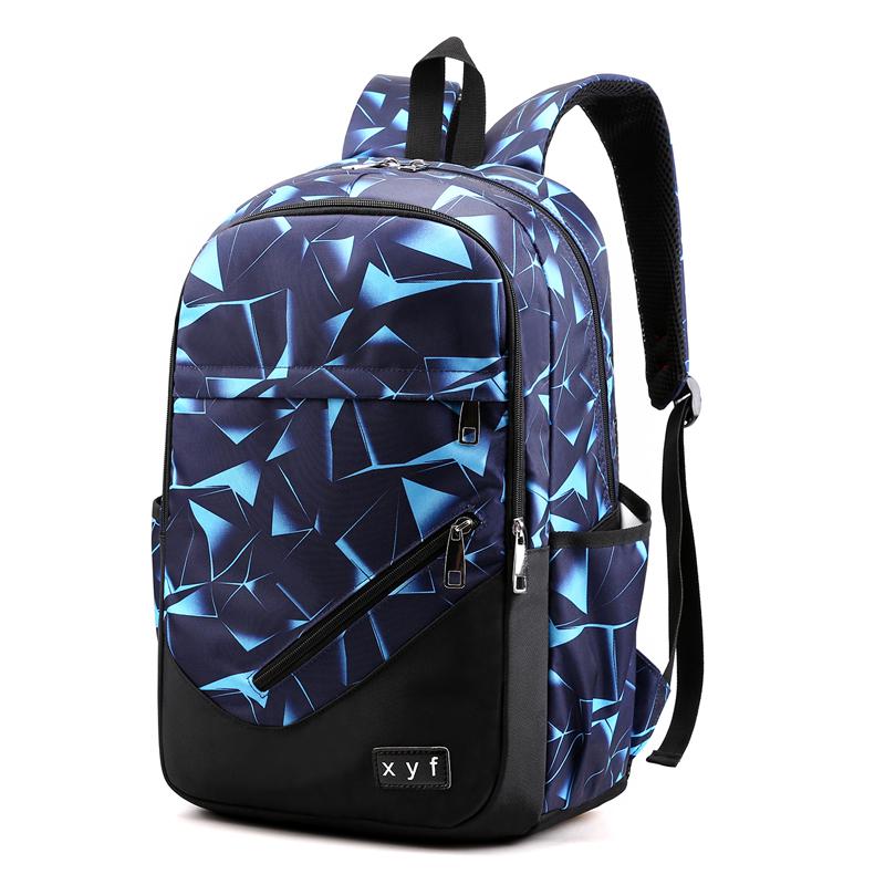 Large Male Backpack Glass Men Backapck School Bags for Boys Girls Kids Travel Children Student Schoolbag: Sky Blue