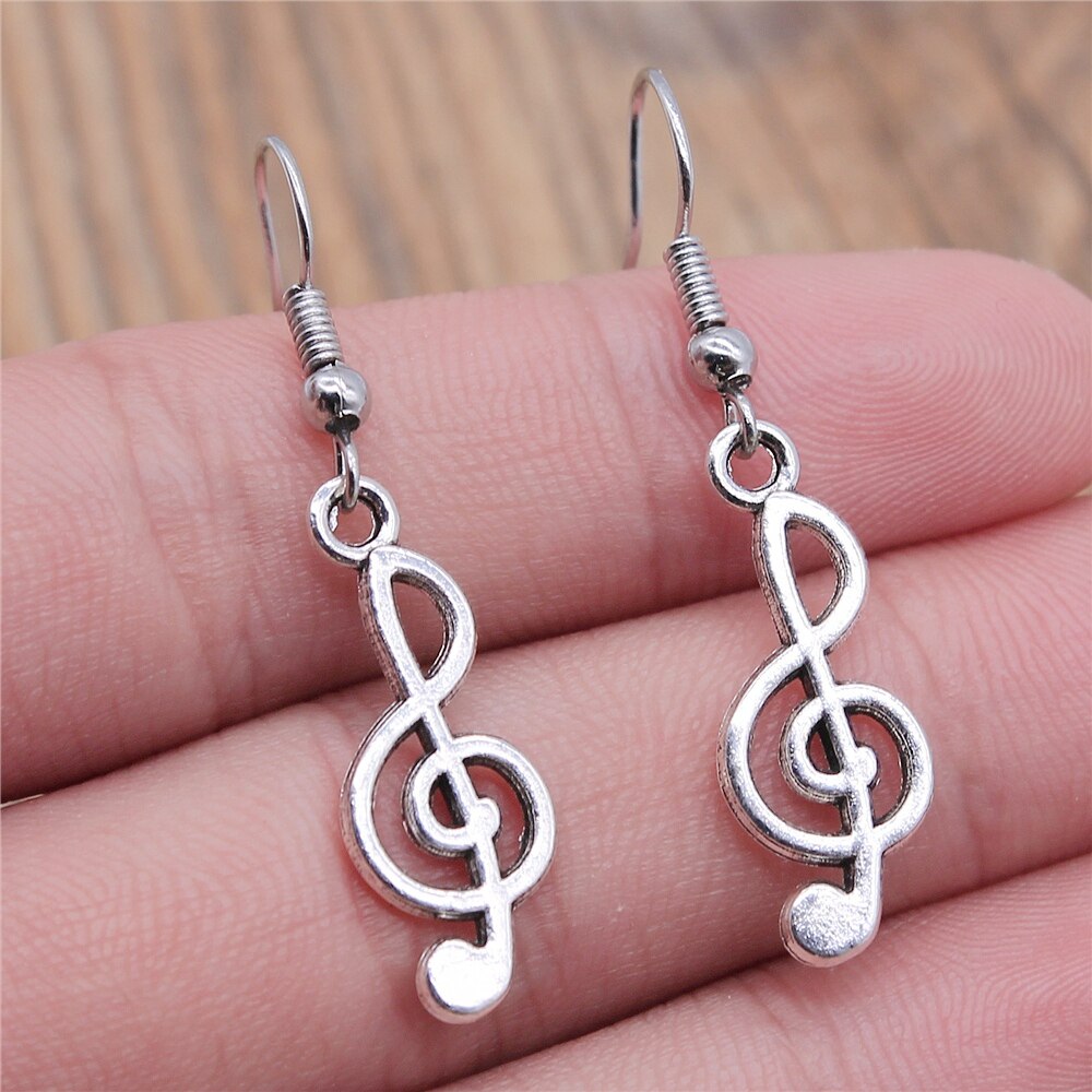 Musical Jewelry Earrings Musical Note Microphone Drum Guitar Violin Shaped Dangle Earrings For Girls Women: Blue Zinc