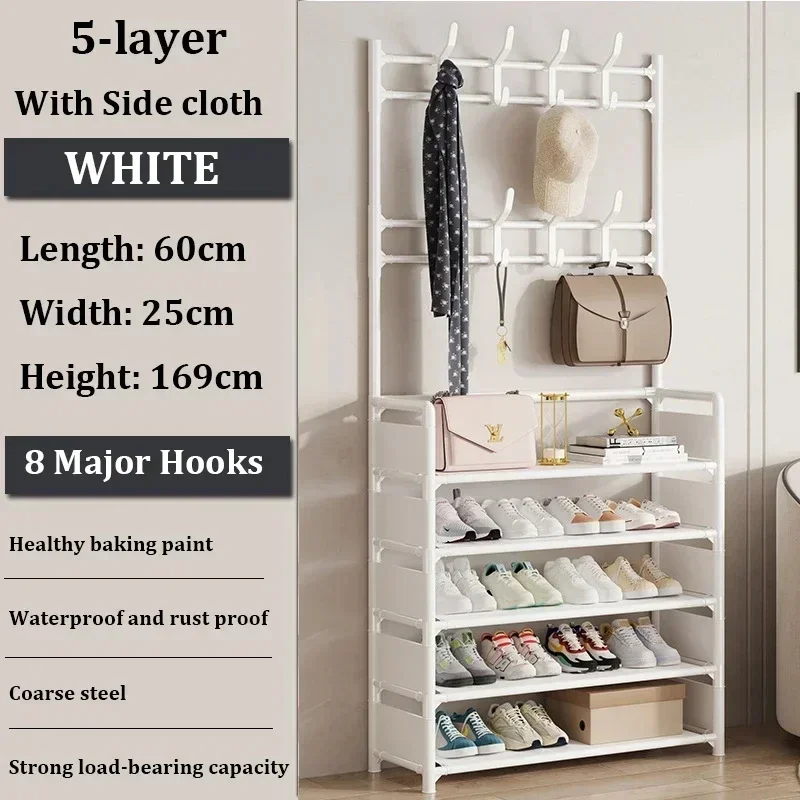Colgador de ropa, Zapatero multicapa, puerta DIY, estante para sombreros y zapatos, organizador Simple de pie para sala de estar, estantes de almacenamiento: Gris claro