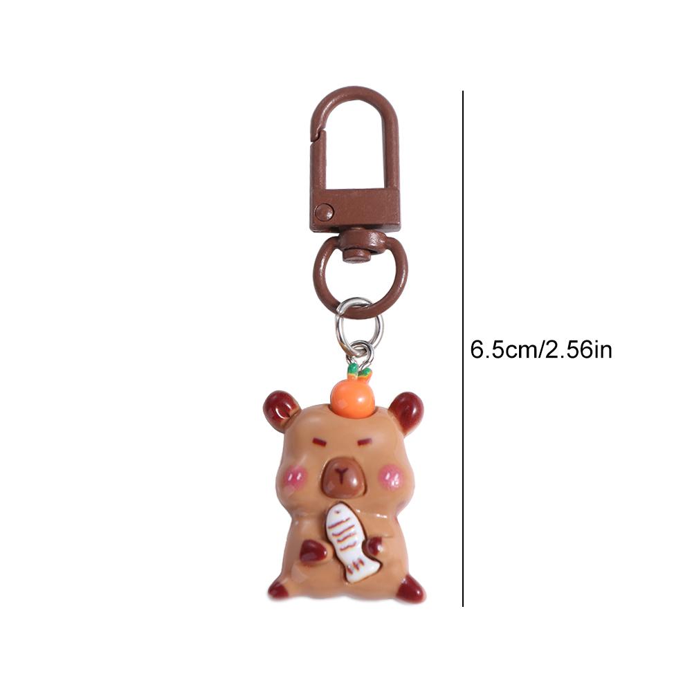 Mental capybara nøkkelring søt pvc skilpadde dyr anheng vanntett myk selvklebende tegneserie nøkkelring jenter: Beige