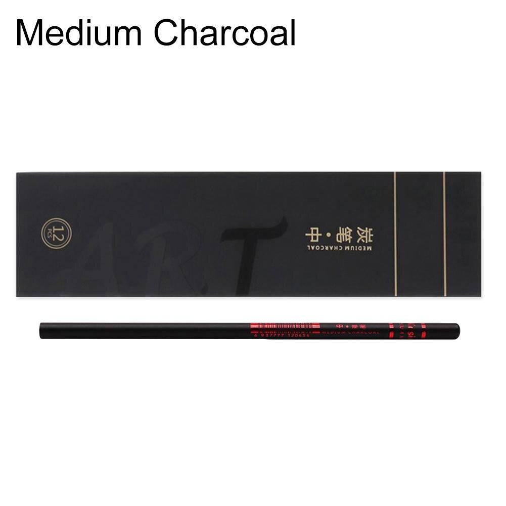 12Pcs Sketch Write Drawing Soft Medium Hard Carbon Charcoal Pencil Art Supplies: Medium Charcoal