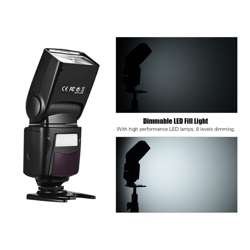 Luce Flash professionale sulla fotocamera con luminosità LED riempimento supporto per slitta a caldo supporto per velocità lite per fotocamere Canon Nikon DSLR