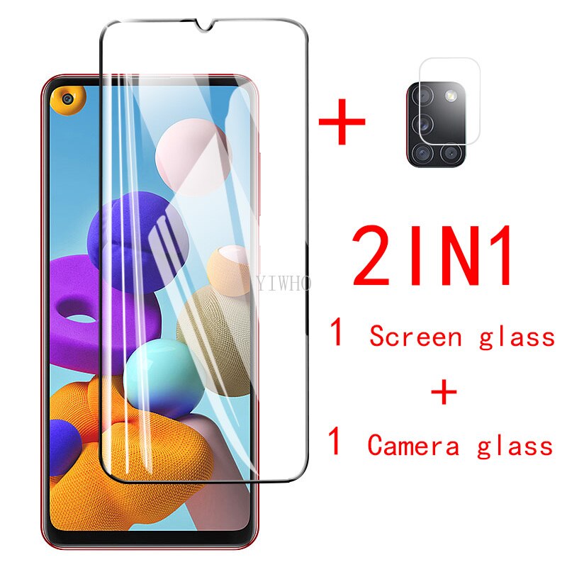 glass for samsung a 21s a21s glasses camera protector on galaxy a21s a 21s a217f/ds protective film 6.5'' tempered glas: A21S / 2in1 Black