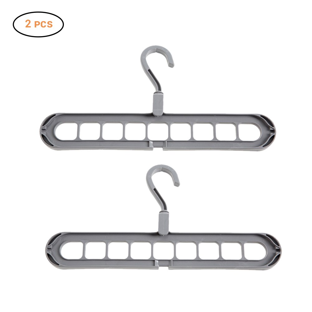 Multi-Functional Clothes Hangers Portable Folding 9 Holes Travel Hangers Closet Space Saving Folding Drying Rack: 2pcs grey