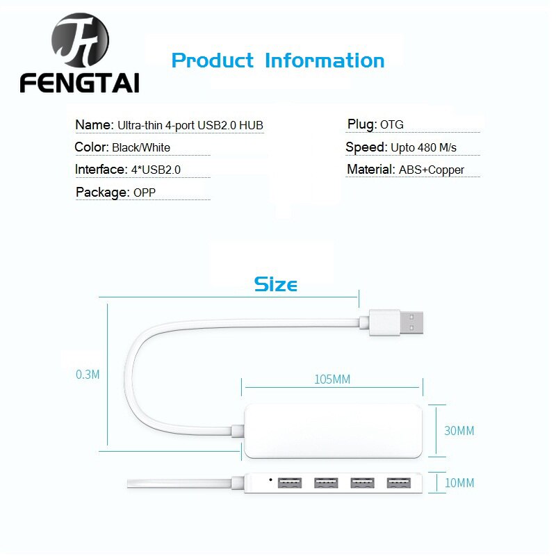 Usb 2.0 Hub Multi Usb Splitter 4 In 1 Poort Expander Meerdere Usb 3 Hab Gebruik Power Adapter USB2.0 Hub voor Pc Computer Accessoires