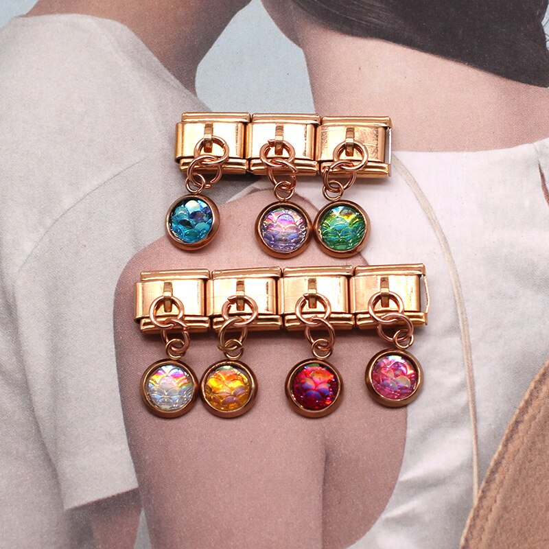 Hapiship Original Daisy Round Fish Scales Rose Italian Charm Fit 9mm Stainless Steel Bracelet DIY Making Jewelry DJ309