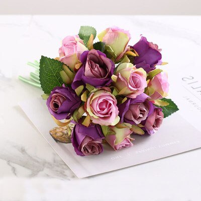 YO CHO Wedding Bouquet Roses Artificial Bridal Bouquets Wedding Accessories Bridesmaids Flowers Mariage Supplies Wedding Bouquet: Purple Bouquet