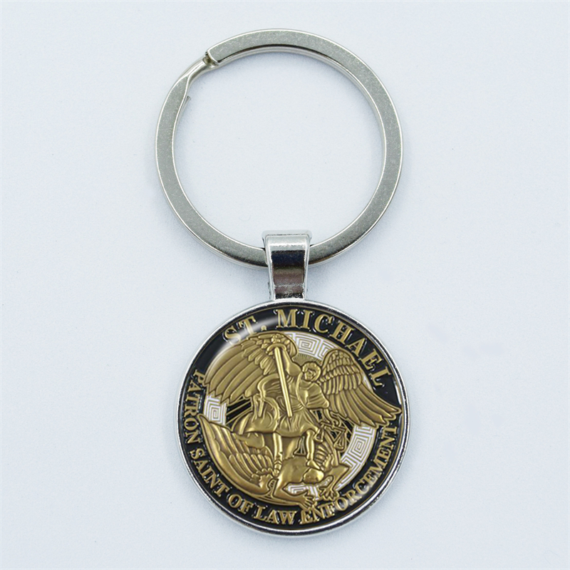 Aartsengel St.Michael sleutelhanger Bescherm mij Saint Shield Angel Protection hanger sleutelhanger Orhodox amulet christelijke sieraden cadeau