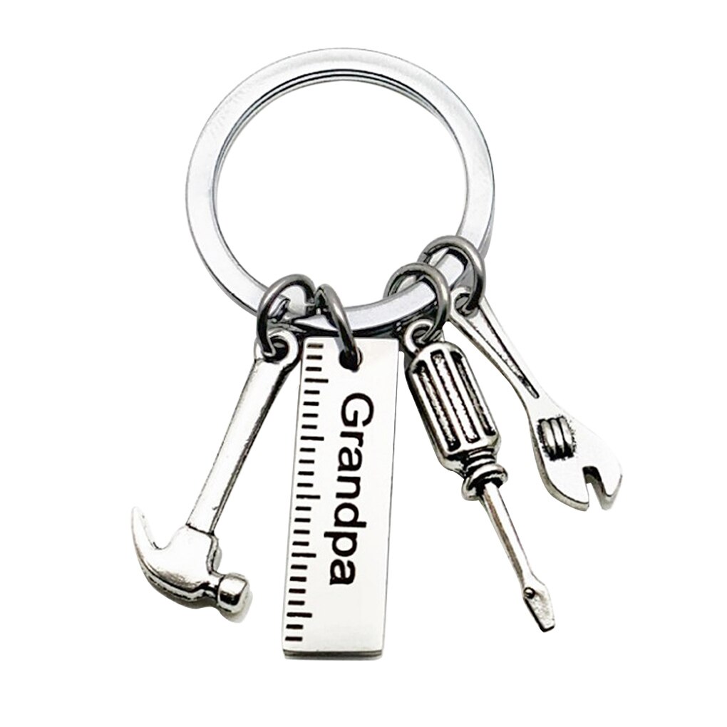 Dad Keychain Stainless Steel Alloy Screwdriver Keyring DIY Wrench Key Ring Decor Hanging Pendant Father's Day: Grandpa