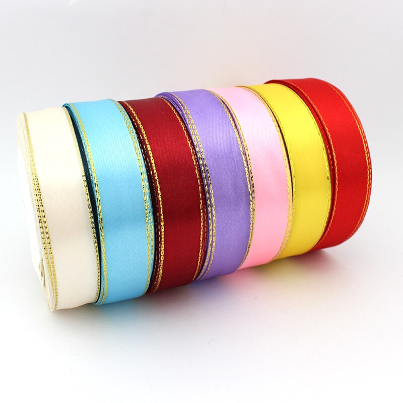 (25 Yards/rolle) 20mm Satin Band Gold Rand Verpackung Handmade DIY Band Rolle
