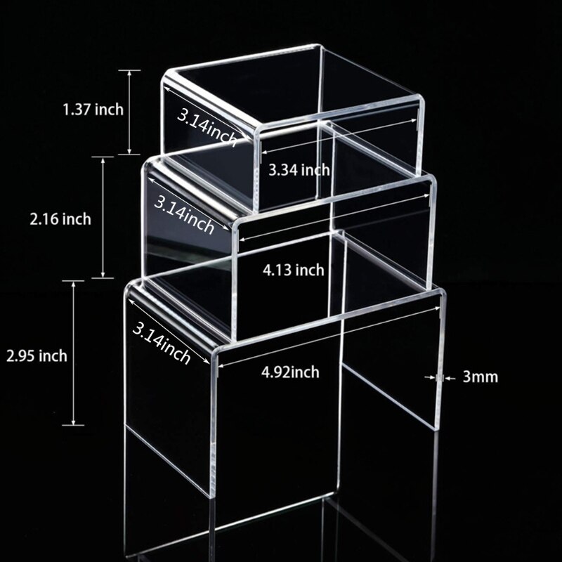 Riser per Display in acrilico 3 gradini di dimensioni espositore in acrilico espositore per vetrina trasparente anticorrosione per Buffet di Figure