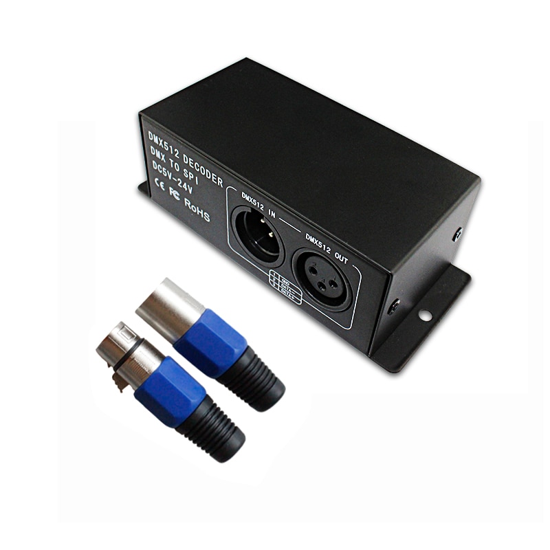 Decodificador spi DMX 512, Dirección de índice automático y interruptor de código 2811/2812/1903/1809 a todo color, decodificador dmx512 DC5-24V