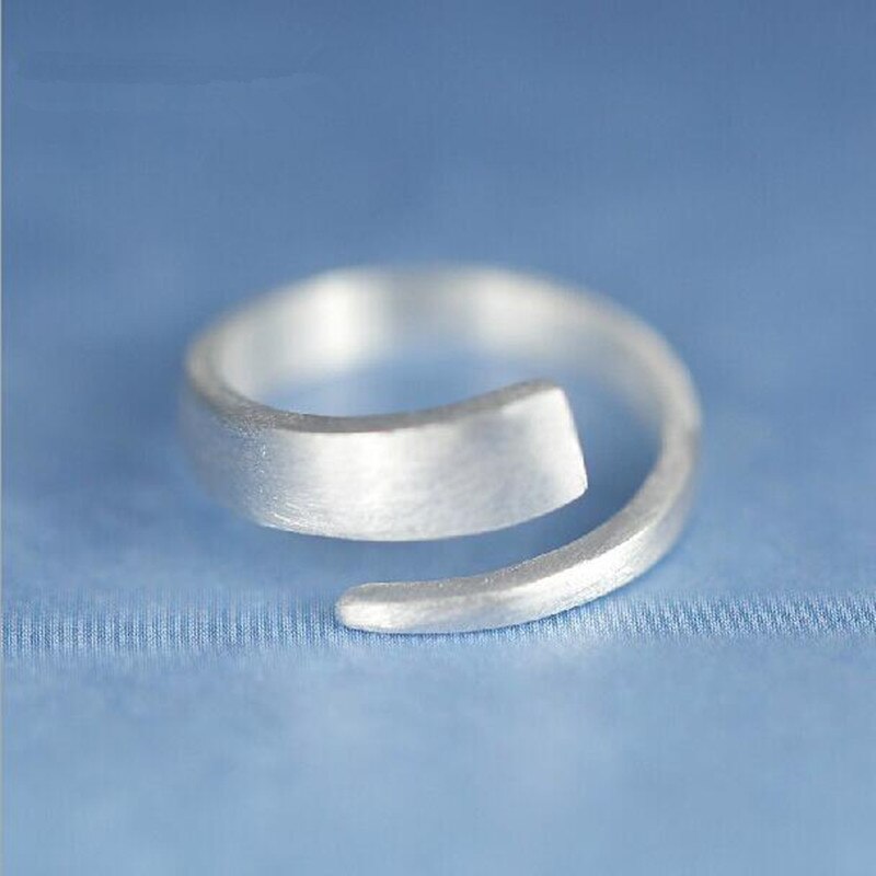 Anillos de plata de ley 925 coreanos para mujer con apertura mate sencilla clásica, anillos de apertura creativos geométricos trenzados SR54