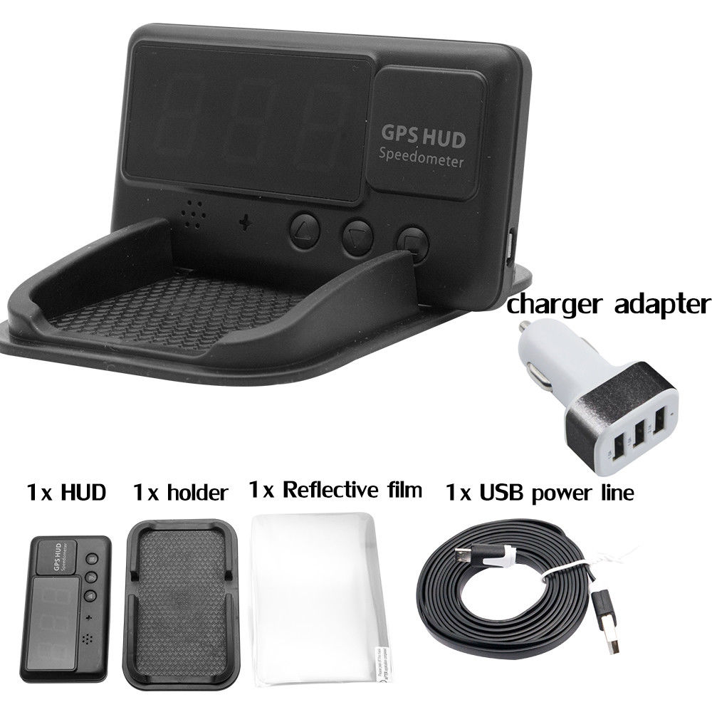 Universal GPS HUD Digital Head Up Display Car Speed Warning 3 USB Adapter Heads Up Display Car Electronic Accessories