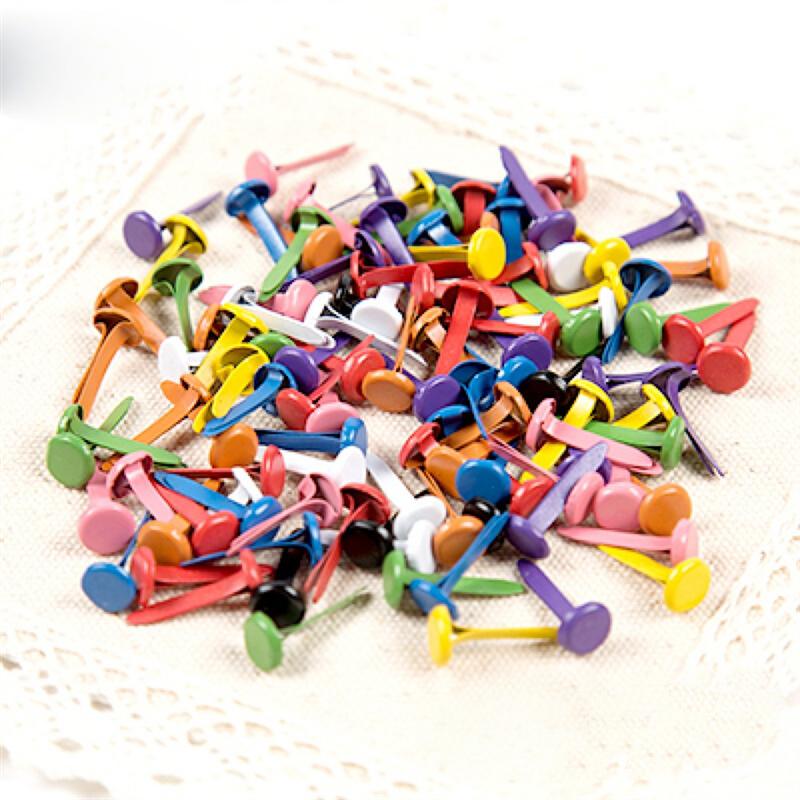 100Pcs Mini Brads Diverse Kleuren Ronde Brad Pastel Brads Voor Scrapbooking Ambachten Maken Stempelen En Diy-8x2 0mm/5.5x11mm