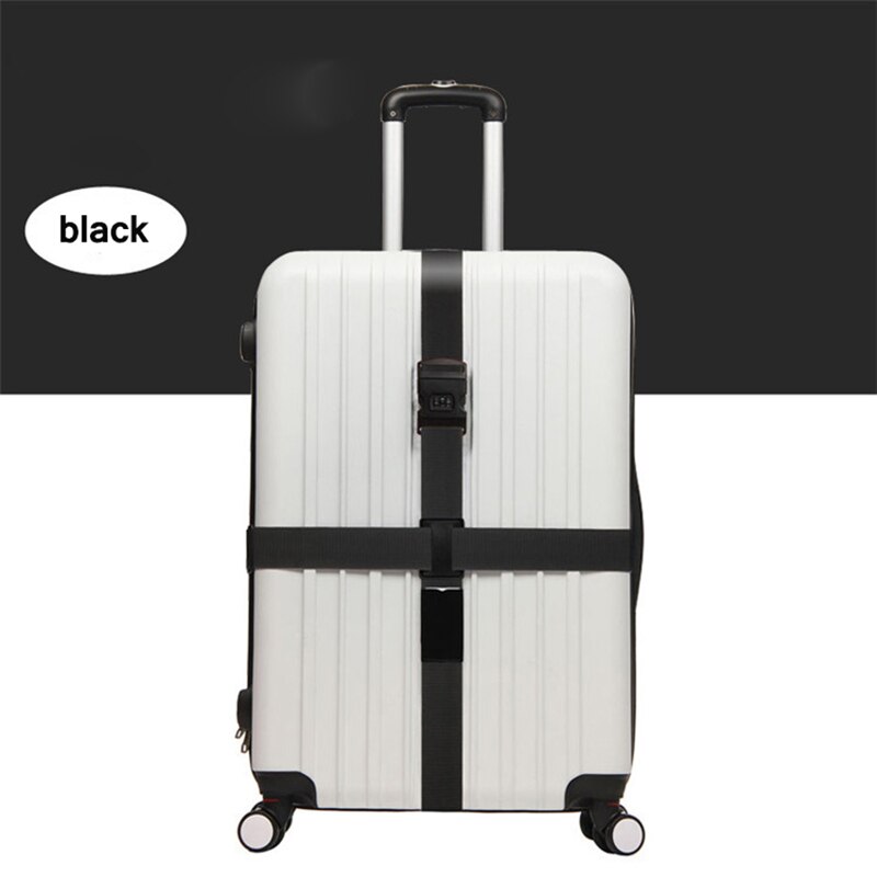 3 chiffres mot de passe croix bagages ceinture valise bande réglable sécurité Bundle bagages corde sangles accessoires de voyage: Black