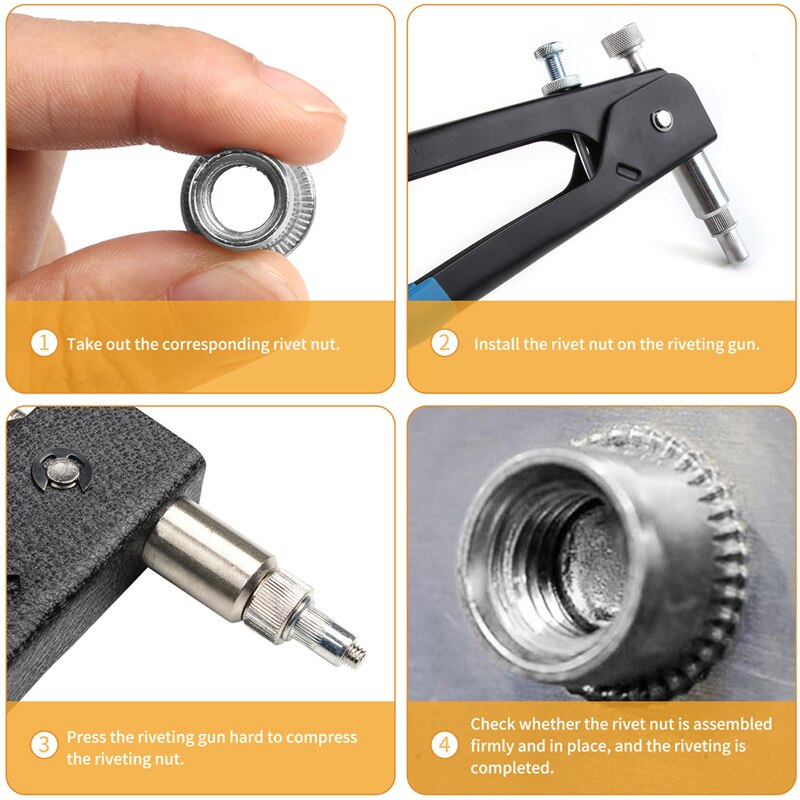 100/150/165/210pcs M3-M12 Multi Flat Head Metric Thread Blind Rivet Nut Insert Rivnut Nutsert Screw